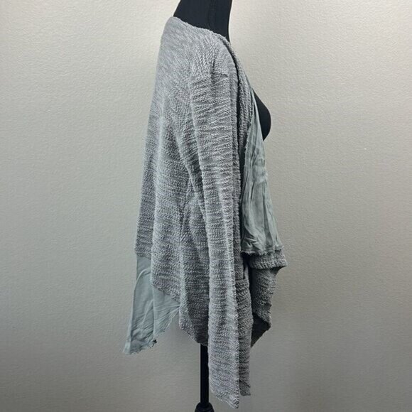 XCVI Cardigan Sweater Silver Waterfall Open Front Long Sleeve Cotton Layered XS - Picture 4 of 12